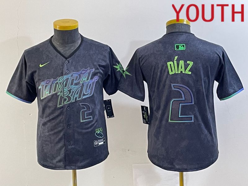 Youth Tampa Bay Rays #2 Diaz Nike MLB Limited City Connect Black 2024 Jersey style 4->women mlb jersey->Women Jersey